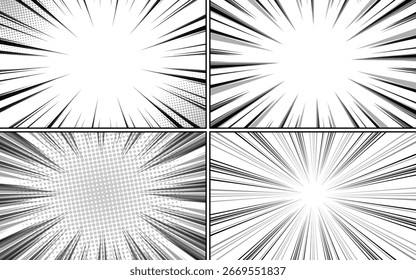 Diseño de fondo de conjunto de escena de cómic en blanco y negro.