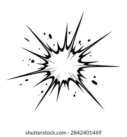 Black and white comic style explosion burst graphic