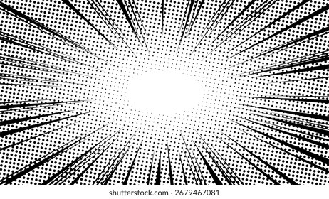 Fondo de zoom cómico en blanco y negro