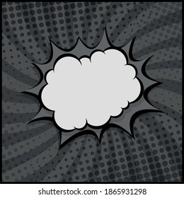 Black and White Comic Zoom with Lines and Dots - Vector illustration