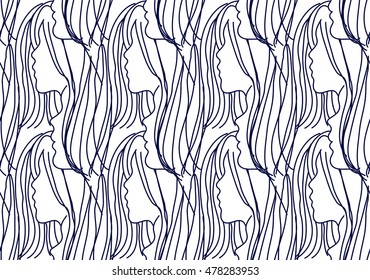 Black and white comics girl  patterns 