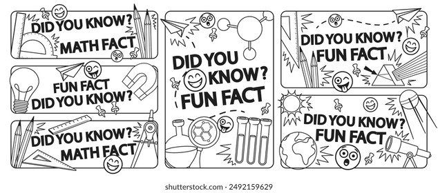 Black And White Comic-style Panels Featuring Did You Know Facts And Math-related Illustrations with Educational Elements