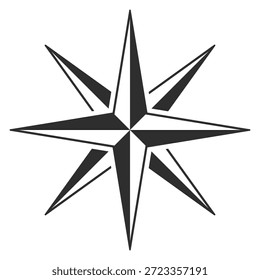 Una brújula en blanco y negro con un fondo blanco