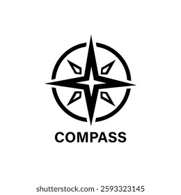 black and white compass design logo vector