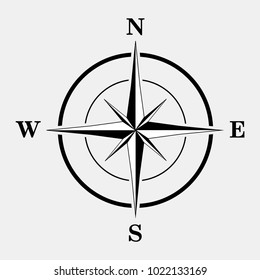 Black and white compass icon. Vector illustration