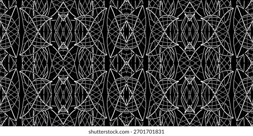 Repetición simétrica del arte de línea complejo en blanco y negro

. exterior de Fondo de pantalla. Dibujo Abstractas Moderno Textura Tileable. Líneas de Fondo de pantalla. Patrón blanco y negro Abstractas futurista
