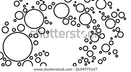 Black and white composition with circles of different sizes. Minimalism in graphic execution. Classic geometric pattern: empty circles of different sizes on a white background