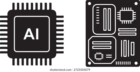 Schwarz-Weiß-Computerchips mit integriertem Chip A I und Platine