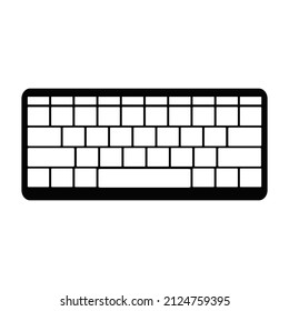 black and white computer keyboard isolated icon on white background. Vector Illustrator