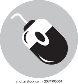 Black and white computer mouse, illustration, vector, on a white background.