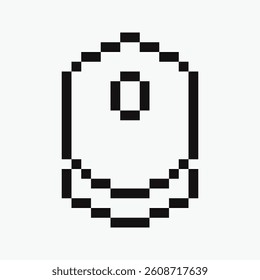 black and white computer mouse pixel art icon vector illustration.