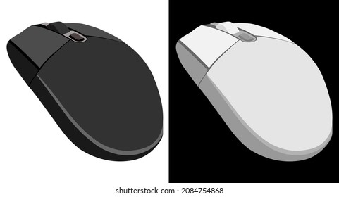 Black and white computer mouse. Vector Illustratoin.
