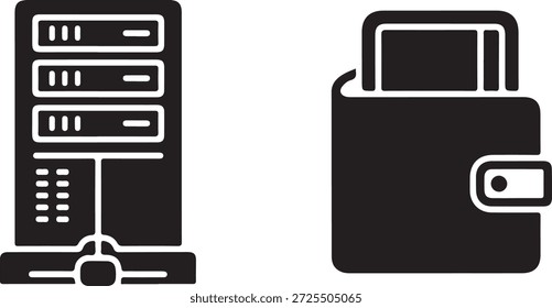Blanco y negro del dinero del escritorio de la torre y de la cartera de la computadora