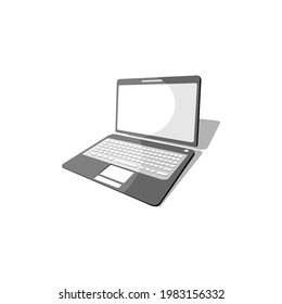 black and white computer vector, shaped perspective, flat art design, icon