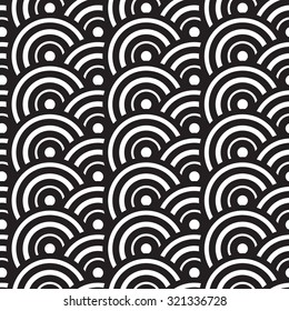 black and white concentric circles abstract pattern. Seamlessly repeatable. Vector Illustration