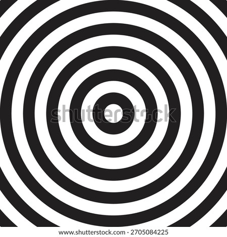 Black and white concentric circles forming a bold hypnotic pattern.