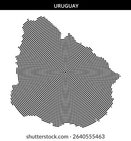 Black and white concentric circles illustrate the outline of Uruguay.