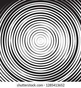 Black and white concentric line circle background. Wash and storm concept or simple vector illustration of ripple effect