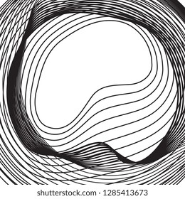 Black and white concentric line circle background. Wash and storm concept or simple vector illustration of ripple effect