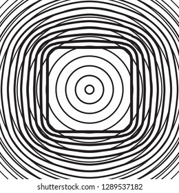 Black and white concentric line circle background. Wash and storm concept or simple vector illustration of ripple effect