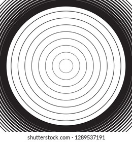 Black and white concentric line circle background. Wash and storm concept or simple vector illustration of ripple effect