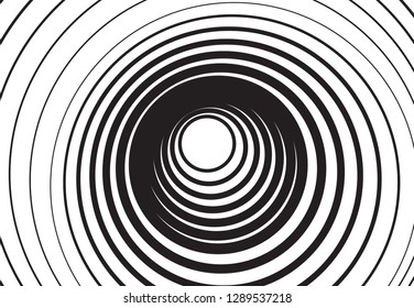 Black and white concentric line circle background. Wash and storm concept or simple vector illustration of ripple effect