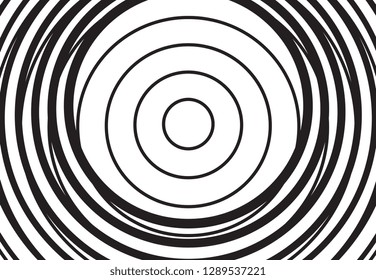 Black and white concentric line circle background. Wash and storm concept or simple vector illustration of ripple effect