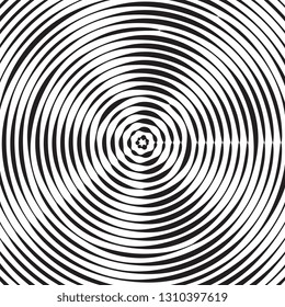 Black and white concentric line circle background. Wash and storm concept or simple vector illustration of ripple effect