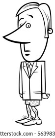 Black and White Concept Cartoon Illustration of Businessman without his Pants