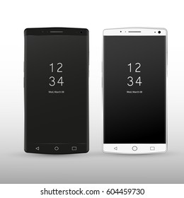 Black and White concept Smart Phone Vector Illustration isolated on white.