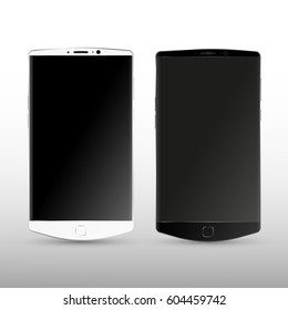 Black and White concept Smart Phone Vector Illustration isolated on white.