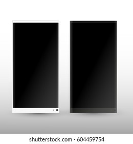 Black and White concept Smart Phone Vector Illustration isolated on white.