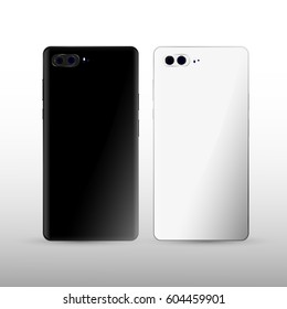 Black and White concept Smart Phone Vector Illustration isolated on white.