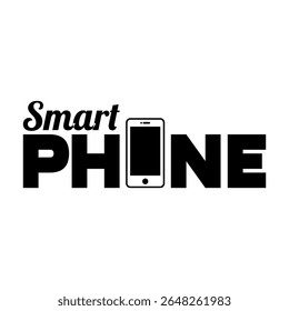 Black and white conceptual design featuring the word 'Smartphone' with creative typography and icon.