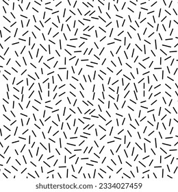 Black And white Confectionery sprinkle texture Background. Black And White Memphis Style Small Dashes Pattern