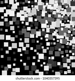 Black and white confetti background. Squares Scattered. Geometrical vector texture for textile, ceramics, interior decoration