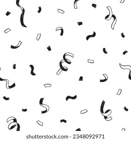 Black and white confetti seamless pattern, Vector hand drawn illustration.	