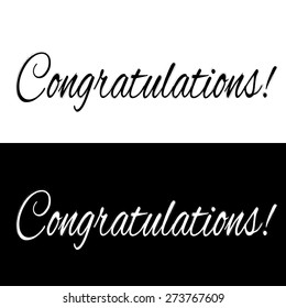 Black and white congratulations banner, vector illustration