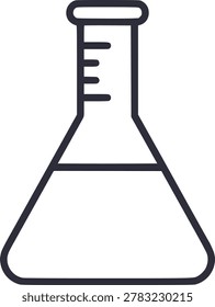 Black and white conical flask chemistry laboratory vector icon for scientific experiment design