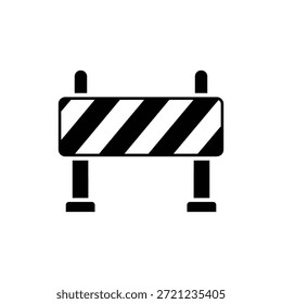 Black and White Construction Barrier Icon Representing Roadblock