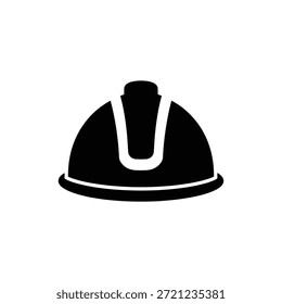 Black and white construction hard hat icon featuring rounded dome and brim