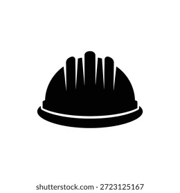 Black and white construction hard hat icon representing worker safety protection