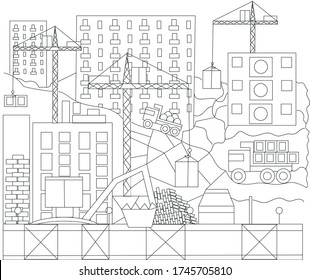 
black and white construction line drawing