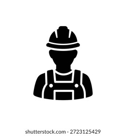 Ícone do trabalhador de construção em preto-e-branco
