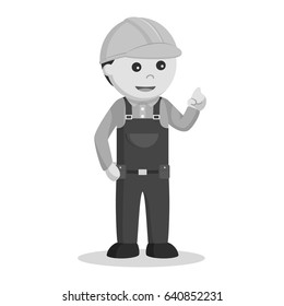 black and white construction worker black and white style