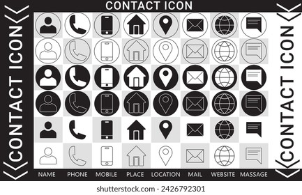 Black and white contact vector icon