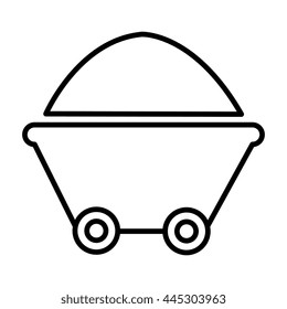 black and white container with wheels front view over isolated background, vector illustration 