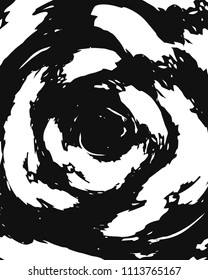 black and white contemporary minimal painting spiral brush style background