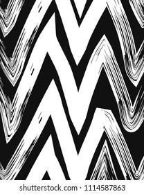 black and white contemporary minimal painting multi zigzag brush style background