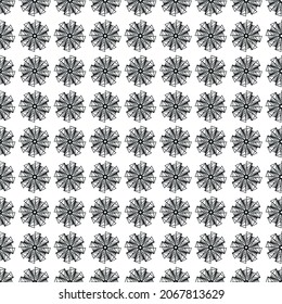 Patrón de repetición floral continua en blanco y negro 